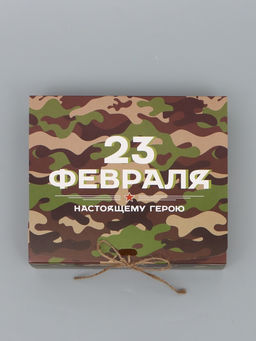 Цена за 2 шт. Коробка подарочная складная, упаковка, «23 февраля», 20×18×5 см, БЕЗ ЛЕНТЫ