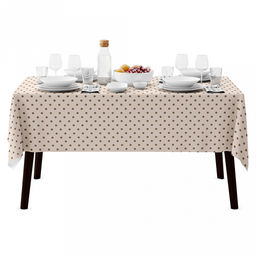 Скатерть 120х145см "Горошек" беж, длина стола до 105см, на 4 персоны, рогожка 186г/м2, хлопок 100%, упаковка классическая 28х41см, "Домашняя мода" (Россия)