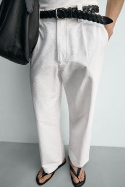 PANTAL?N WIDE FIT PLIEGUES / Blanco - Zara фото 5