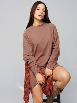 Женское платье с рукавом реглан из футера 2-х нитки какао ВП-11 (02)