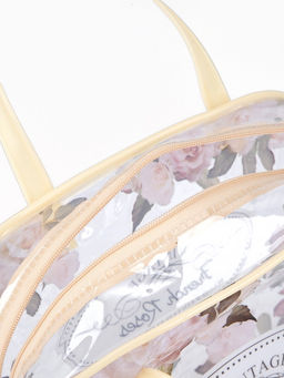 Косметичка - сумка на молнии для бассейна, с ручками, с принтом, бежевая - Simaland фото 3