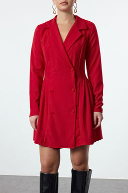 TRENDYOLMILLA K?rm?z? Piliseli Mini Dokuma Ceket Elbise TWOAW24EL00295  фото 4