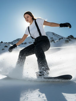 Полукомбинезон утепленный женский зимний горнолыжный черного цвета 526Ch - Chunmai фото 22