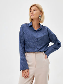 Блузка женская дл. рук. KATHARINA KROSS KK-B-0004V-синий.принт  фото 7