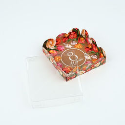 Цена за 5 шт. Коробка для кондитерских изделий с пластиковой крышкой «8 Марта», 10.5×10.5×3 см