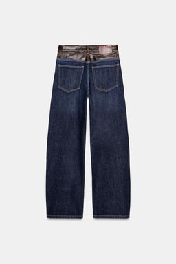 TRF STRAIGHT WIDE HIGH-WAIST LEATHER JEANS - Zara фото 14