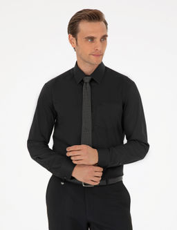 Siyah Regular Fit Uzun Kollu Basic G_mlek