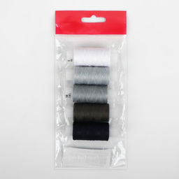 Цена за 2 шт. Нитки 40ЛШ, 200 м, набор 5 шт., чёрный, серый