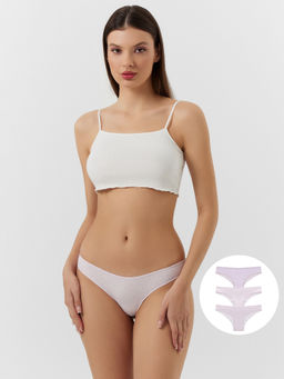 Цена за 2 штуки! Трусы бразилиана женские лиловые в наборе, 3 шт