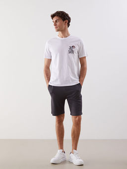 Bisiklet Yaka K?sa Kollu Bask?l? Penye Erkek Ti??rt