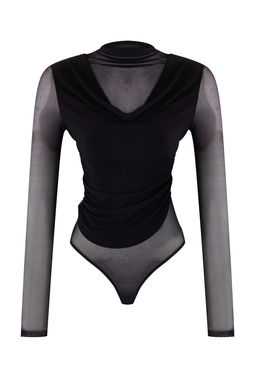 Siyah Tul Degaje Yaka Alttan C?tc?tl? Party Body TPRSS26BD00002