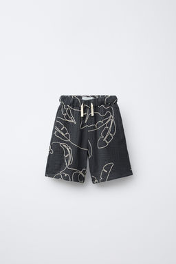 TEXTURED EMBROIDERED BERMUDA SHORTS