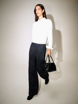PANTAL?N DE LINO BARREL LEG CON CINTURA EL?STICA - H&m фото 9
