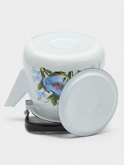 Чайник Цветы синие, 3.5 л, эмалированная сталь, белый