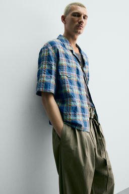 CAMISA RELAXED FIT CUADROS / Azul medio - Zara фото 6