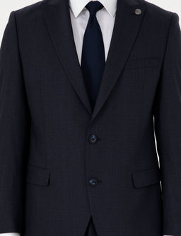Lacivert Extra Slim Fit _izgili Y_nl_ Tak_m Elbise