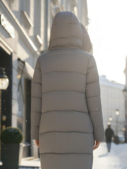 Пальто зимнее утепленное с капюшоном женское серого цвета 7638Sr - Visdeer фото 23