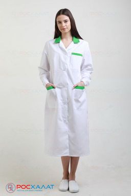 Женский медицинский халат с зеленой отделкой ТИСИ с ВО ХМ-13