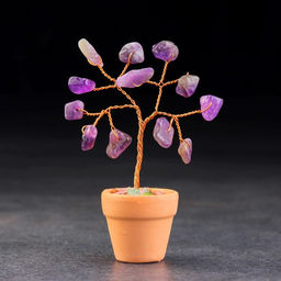 Денежное дерево декоративное «Сувенир бонсай. Мудрость. Аметист», натуральный камень, 9×3.5 см