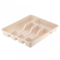 Лоток для столовых приборов пластмассовый 34х27х5см, молочный (Россия)