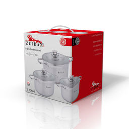 Набор посуды нерж ZEIDAN 6 пр (2,1л, 3,0л, 4,0л) с крыш, арт. Z-50663
