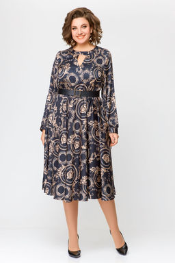 Платье Swallow 707 черный+бежевый принт
