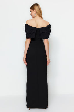 TRENDYOLMILLA Siyah Astarl? Dokuma Uzun S?k Abiye Elbise TPRSS23AE00067  фото 6