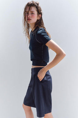 SHORT SLEEVE KNIT TOP WITH PIPING - Zara фото 44