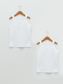 Bisiklet Yaka Basic Pamuklu K?z ?ocuk Atlet 2li