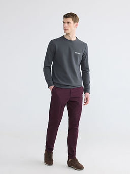 Bisiklet Yaka Bask?l? Erkek Sweatshirt