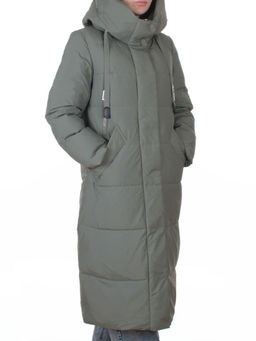 A8356 GRAY/GREEN Пальто зимнее женское (200 гр. холлофайбер)
