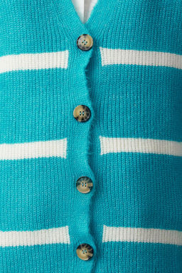 Ac?k Mavi Genis Kal?p Yumusak Dokulu Cizgili Triko H?rka TWOAW23HI00191 - Trendyolmilla фото 3