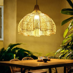 Светильник потолочный из ротанга «Цветок», 1×120 Вт, Е27, 60×60×50 см