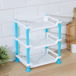 Этажерка настольная 3-х ярусная «Контраст», 21.5×28.5 см, голубая