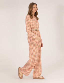 Turuncu Y_ksek Bel Loose Fit Pantolon