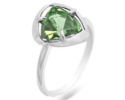 Кольцо из серебра празиолит кварц, КП79