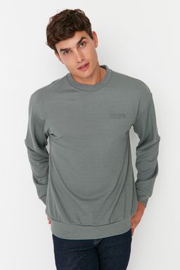 TRENDYOL MAN Mint Bisiklet Yaka Oversize/Genis Kesim Fit Minimal Yaz? Bask?l? Sweatshirt TMNAW23SW00237 - Trendyolmilla фото 7