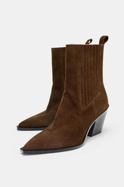 SPLIT SUEDE COWBOY ANKLE BOOTS - Zara фото 8