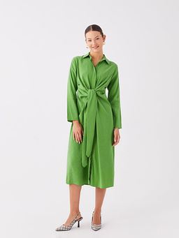 D?z Uzun Kollu Kad?n G?mlek Elbise