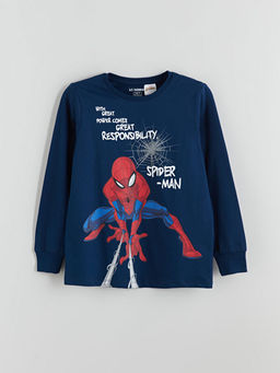 Bisiklet Yaka Spider-Man Bask?l? Erkek ?ocuk Pijama ?st?