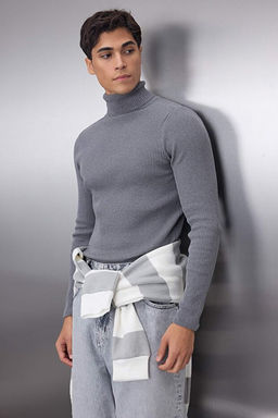 F_me Slim Fit Pamuklu Couple/_ift Bal_k__ Yaka Fitilli _rg_ Kazak TMNAW20MG0031