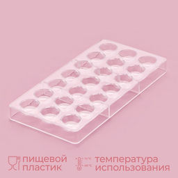 Форма для конфет и шоколада KONFINETTA Тоффи. Круг, 27.5?17.5?2.5 см, 21 ячейка 2.5?1.5 см, прозрачная  фото 2