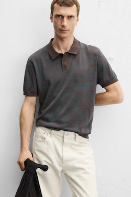 STRIPED JACQUARD KNIT POLO SHIRT - Zara фото 5