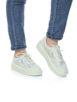 05-PDD166-3 LT.GREEN Кроссовки женские (натуральная кожа)