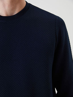 Bisiklet Yaka Uzun Kollu Erkek Sweatshirt