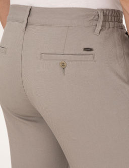 Ta_ Regular Fit Beli Lastikli Kanvas Pantolon