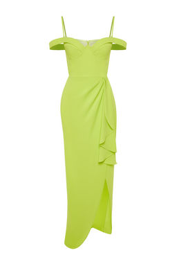 Светло-зеленое вечернее платье с воланами и выпускное платье из коллекции X Zeynep Tosun TCLSS23AE00011