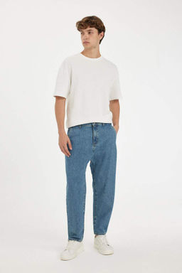 Свободный крой с напуском, морковный узор, нормальная талия, зауженные джинсовые брюки, стираные брюки - Defacto фото 3