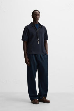 TEXTURED WEAVE POLO SHIRT WITH ZIP - Zara фото 19