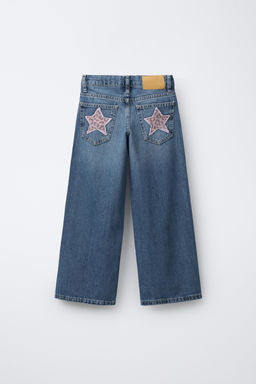 ANIMAL PRINT PATCH WIDE-LEG JEANS - Zara фото 2